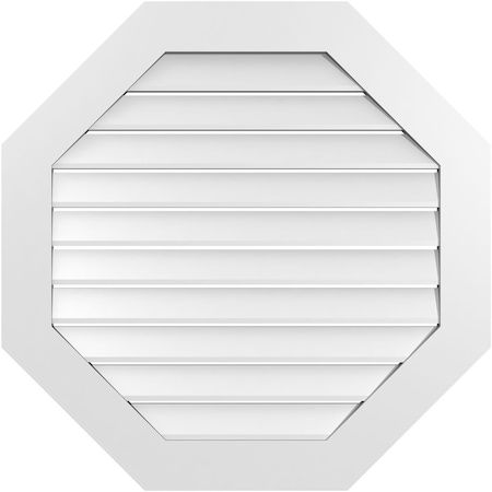 Ekena Millwork Octagonal Surface Mount PVC Gable Vent: Functional, w/ 3-1/2"W x 1"P Standard Frame, 34"W x 34"H GVPOC34X3401SF